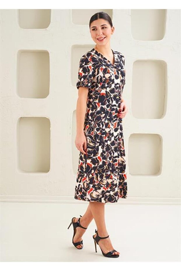 Kadın Örme Viskon Elbise - 45272 - 4