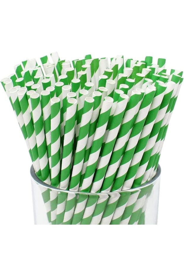 Biodegradable Paper Straws (Pack of 100) - Green