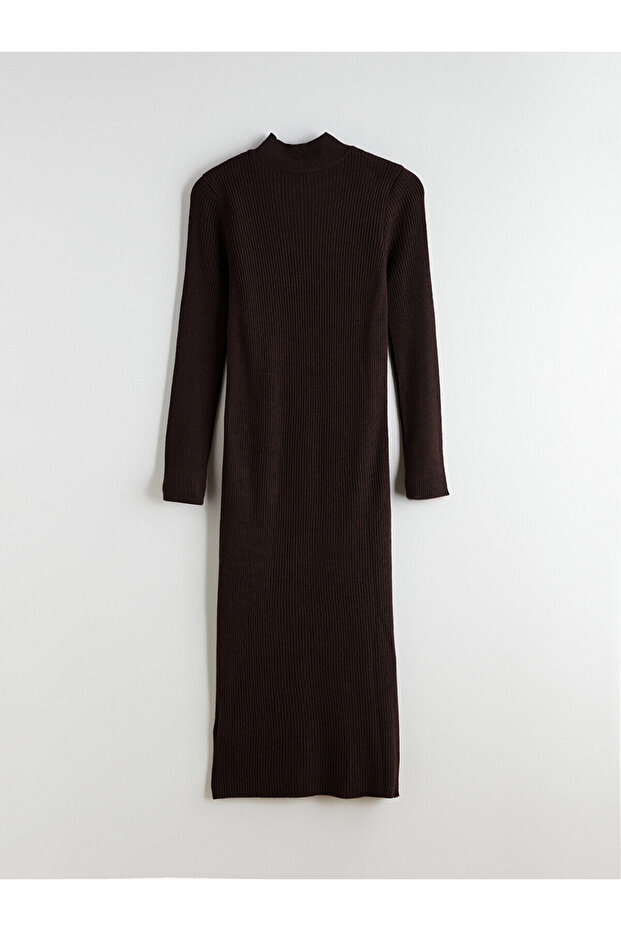 Yarım Balıkçı Yaka Triko Elbise - 6