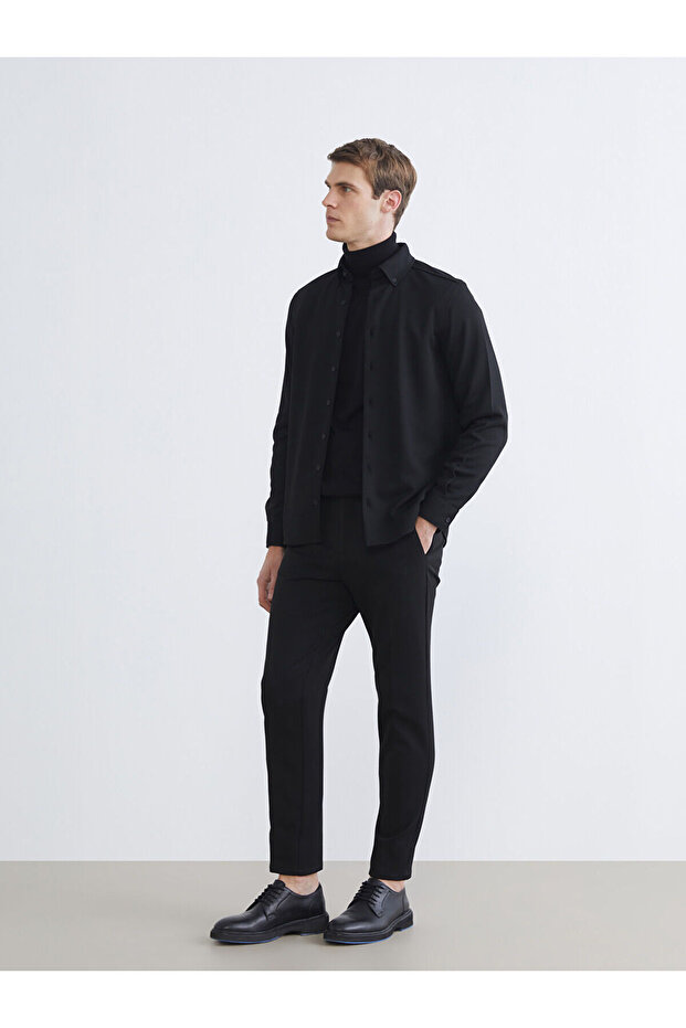 Southblue Men's Black Standard Fit Trousers