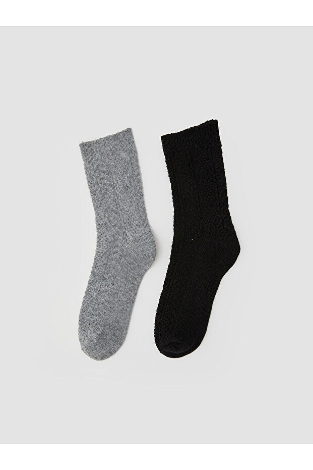Self-Patterned Woolen Women's Socks 2-Pack (W5)