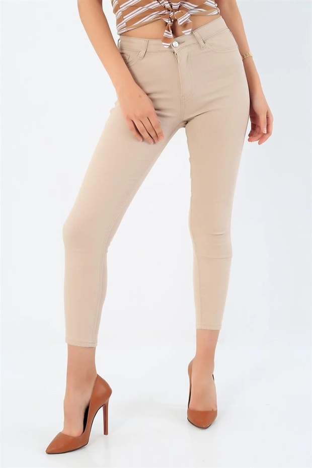 Marimar Beige Skinny High Waist Extra Comfortable Skinny Jeans