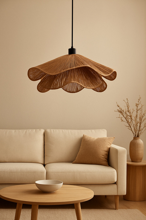 AFRALYA Handmade Tekli Sarkıt Avize Jüt Avize - 3