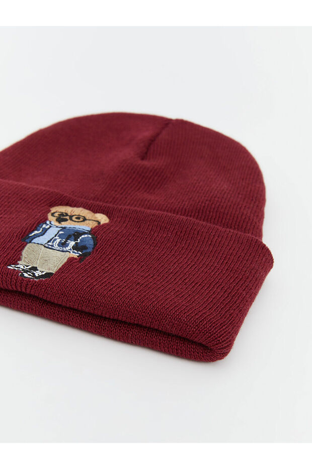 Beret damski Ayi Teddy haftowany - W4M449Z8 - 3