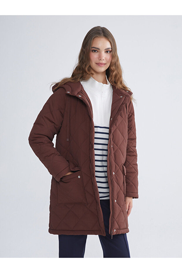 Alita City Lcw Modest Brown Quilted Oversize Women's Puffer Coat
