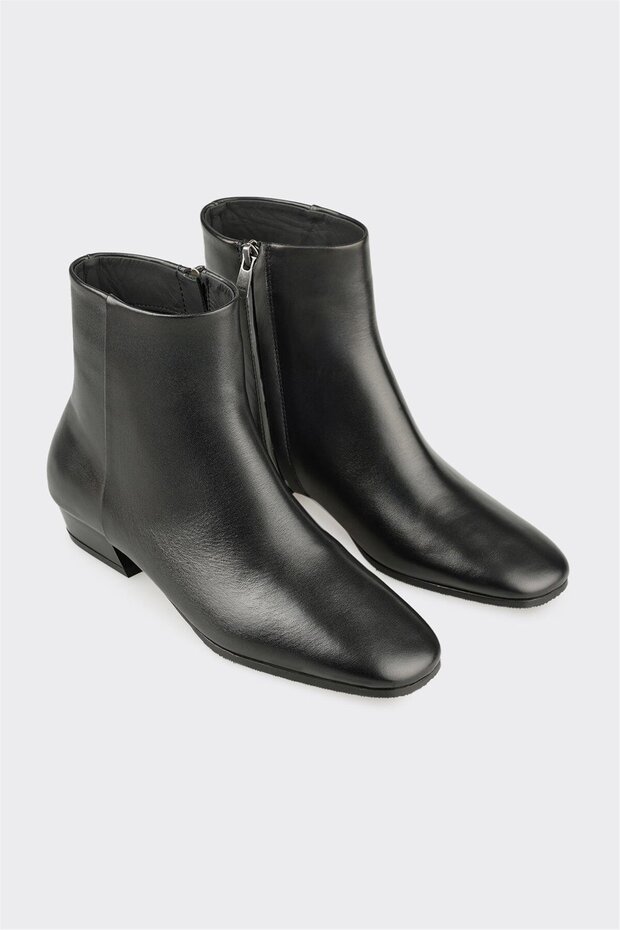 Siyah Deri Kadın Klasik Bot - 2