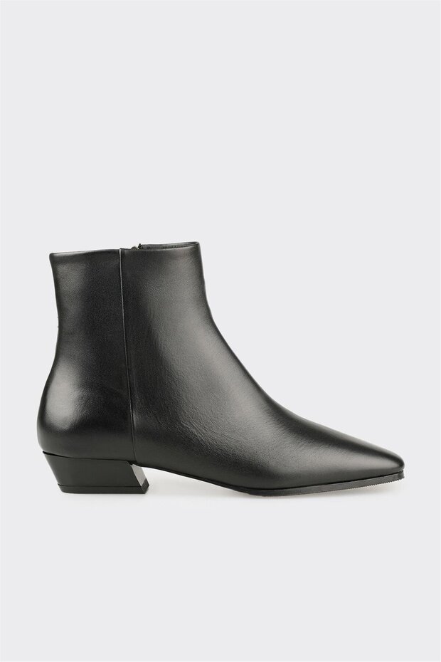 Siyah Deri Kadın Klasik Bot - 1