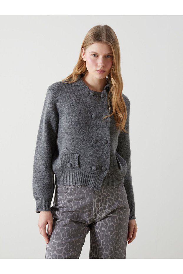 Xside Shirt Collar Women's Knitwear Cardigan