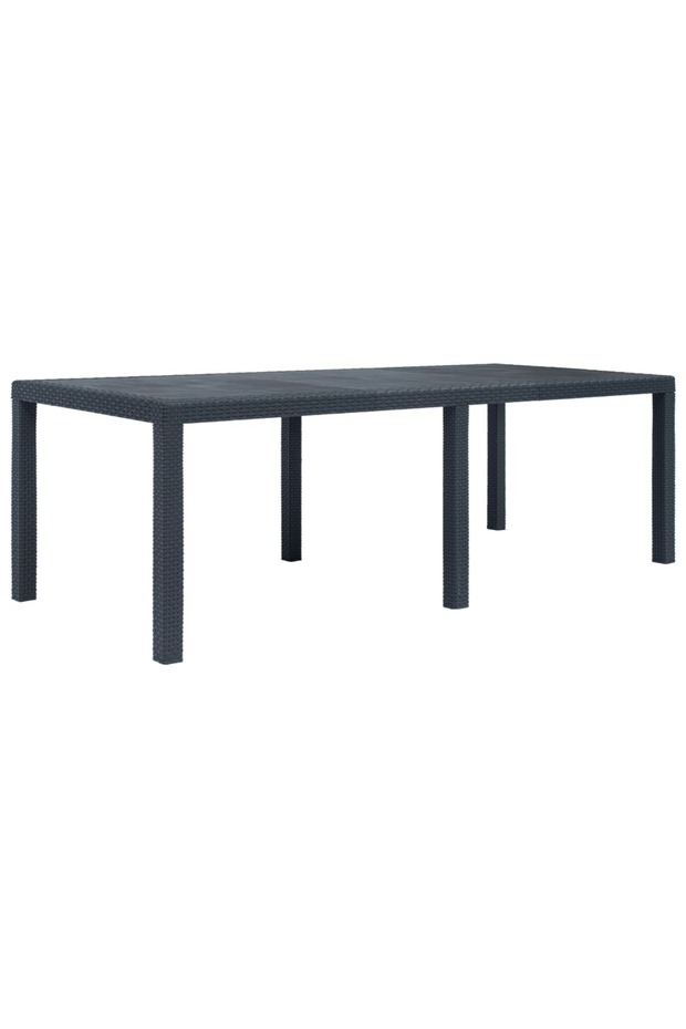 Garden Table Anthracite 220x90x72 cm Plastic Rattan Look