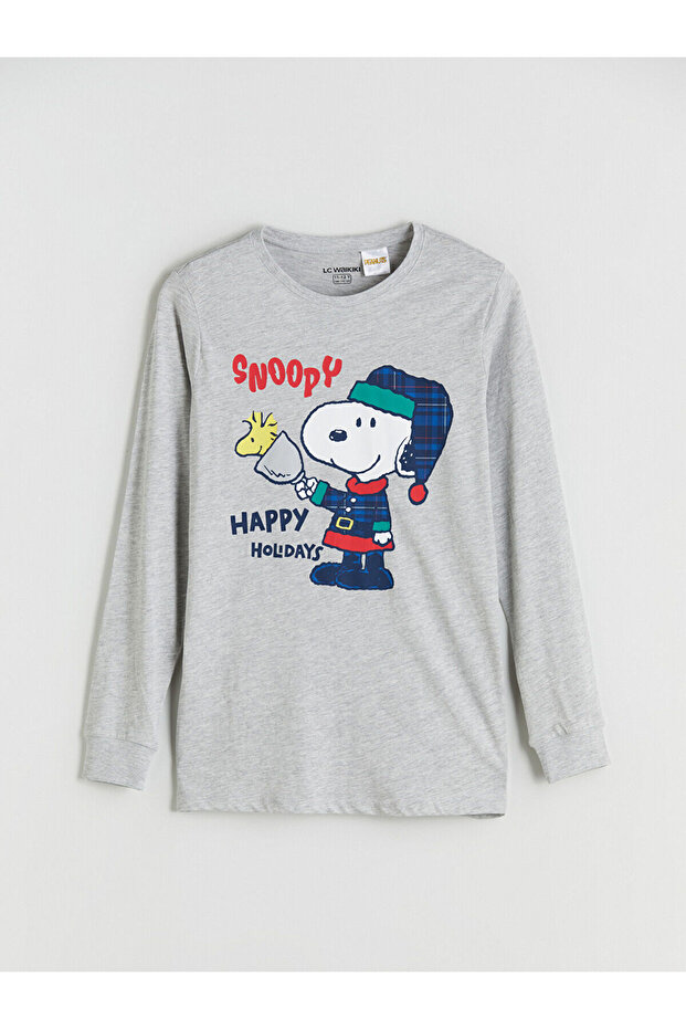 Peak Yeni Sezon Bisiklet Yaka Snoopy Baskılı Erkek Çocuk Pijama Takımı - 2