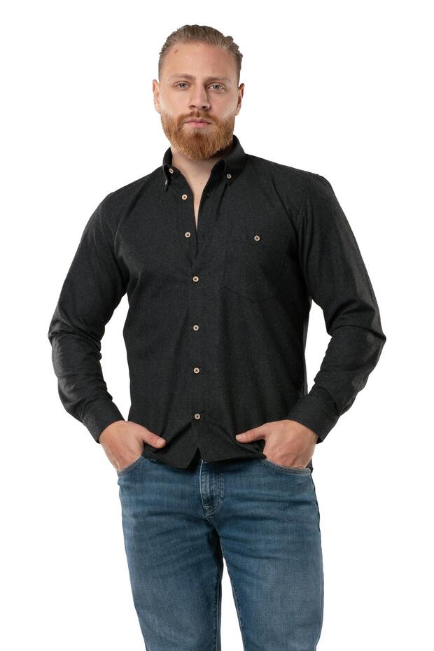 Long Sleeve Lumberjack Men's Flannel Autumn and Winter Shirt Black 4006