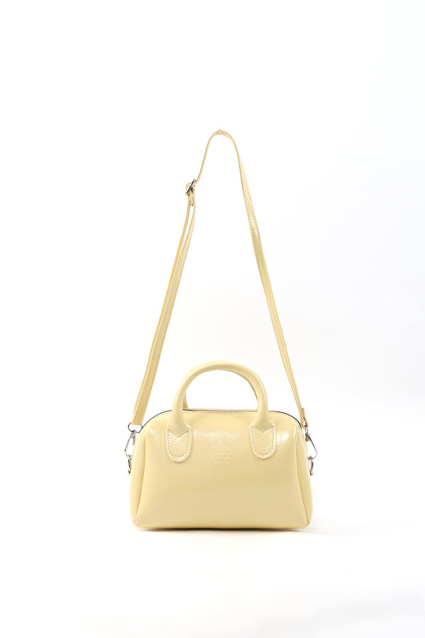 Crinkled Textured Yellow Shk184 Faux Leather, Single Compartment with Zipper, Strap Hand, Arm and Shoulder Bag