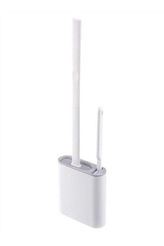 Silicone Toilet Brush with Wall Mount Holder, Soft Hair Cleaning Set for Home Bathroom