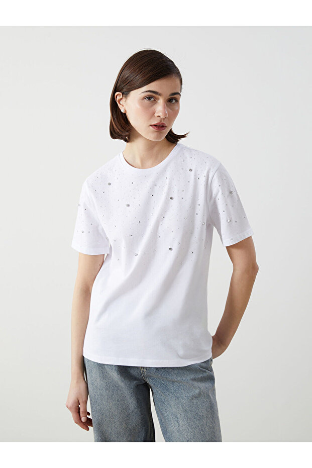 Lcw Crew Neck Stone Women's T-Shirt