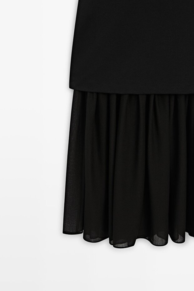 Kombin yarı transparan midi elbise - 7