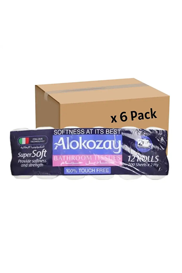 2 PLY Bulk 12 Rolls Bathroom Tissue 200 Sheets- 6 Pack