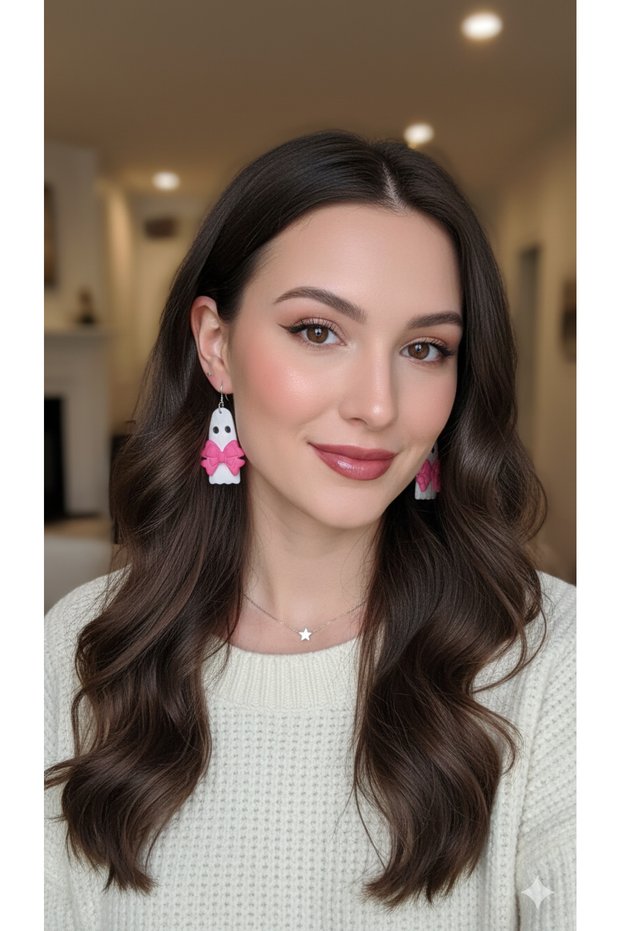 Pink Phantom Handmade Polymer Clay Earrings – Non-Allergenic Steel – Handmade Gift Earrings