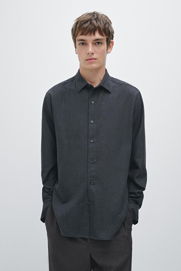 Regular fit kareli dokulu melanj gömlek - 2