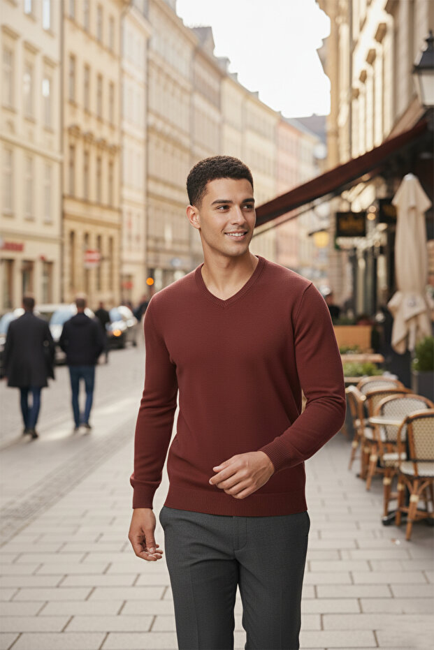 Erkek V Yaka Triko Kazak - 3