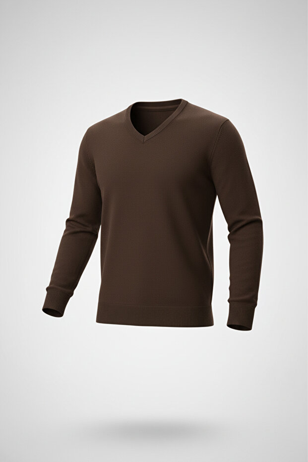 Erkek V Yaka Triko Kazak - 5