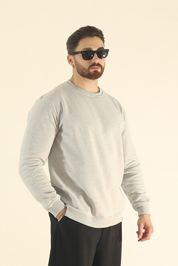 Men's Regular Winter Cotton Fleece-Lined Crew Neck Relaxed Fit Sweatshirt