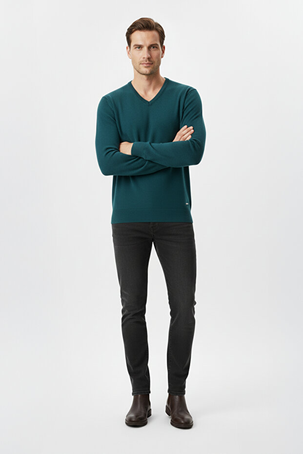 Erkek V Yaka Triko Kazak - 2