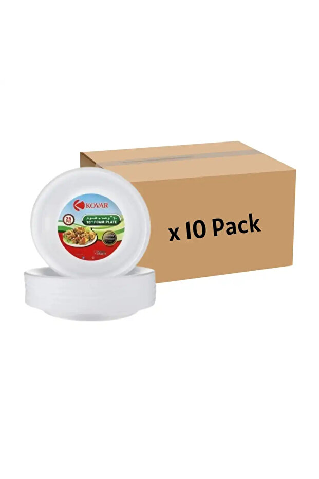 10 Inch Disposable Bulk Foam Plate 25pcs- 10 Pack