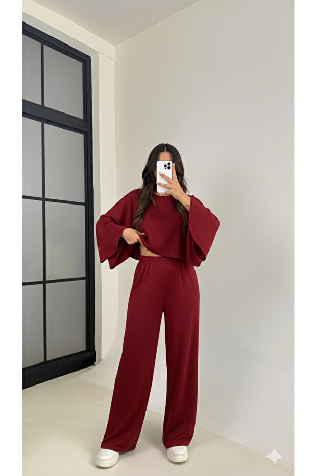 Women's Batwing Sleeve Blouse Pants Modal Set