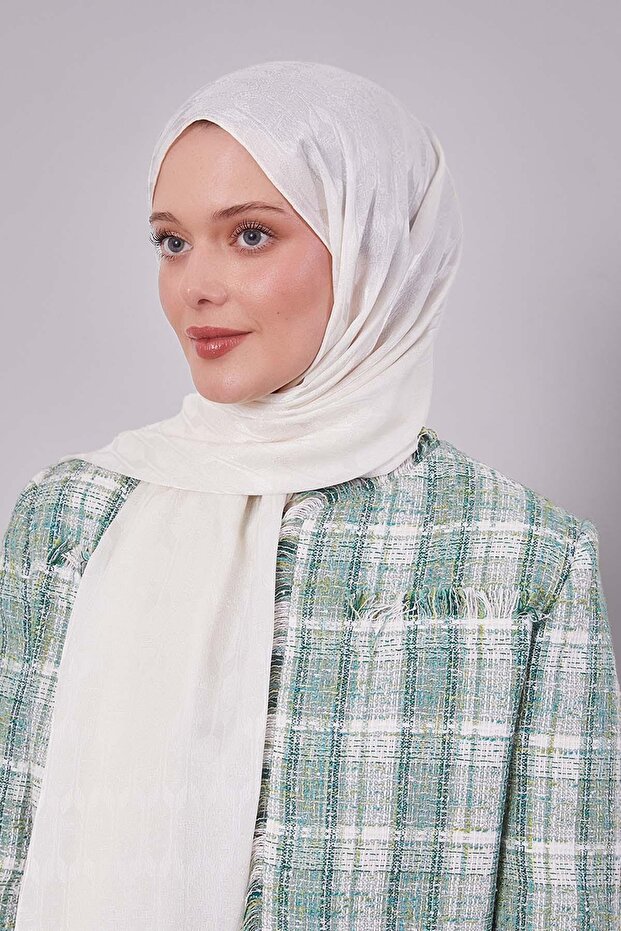 Ekru Desenli Janjan Şal - 2