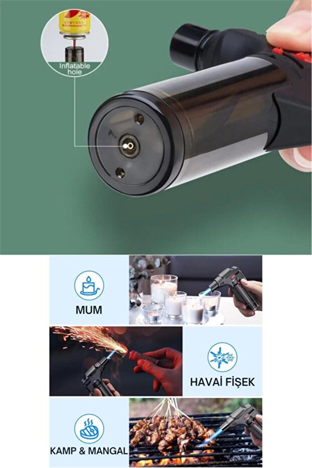 Mini Pürmüz Çakmak Doldurulabilir Depolu Çakmak Alev Ayarlı 1300 Derece - 6