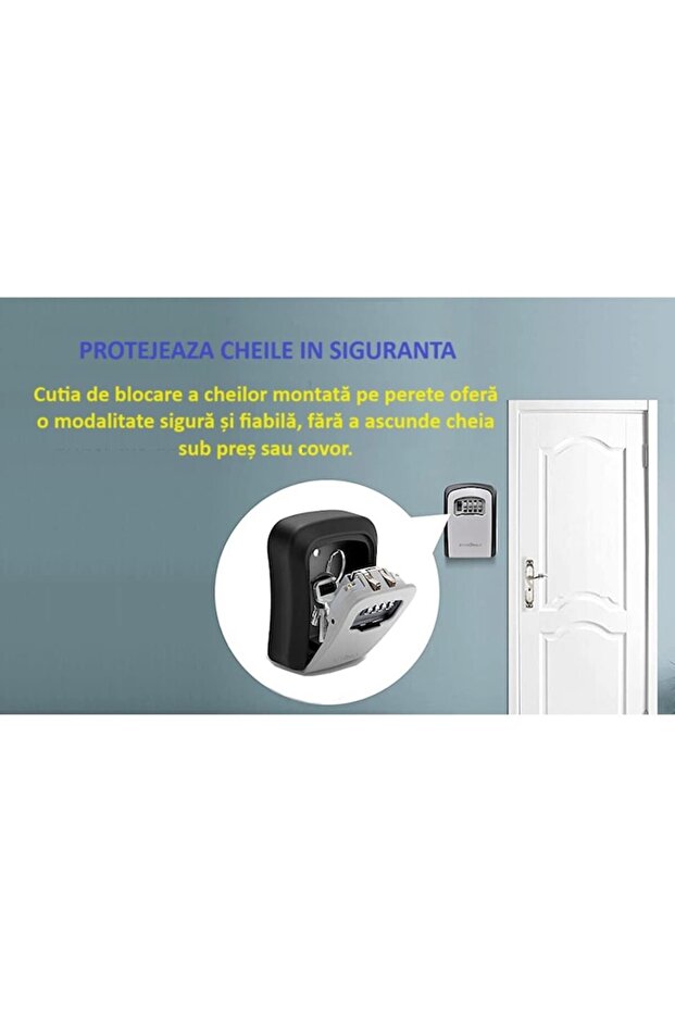 Key box - key storage box with combination lock for property, gray - 2