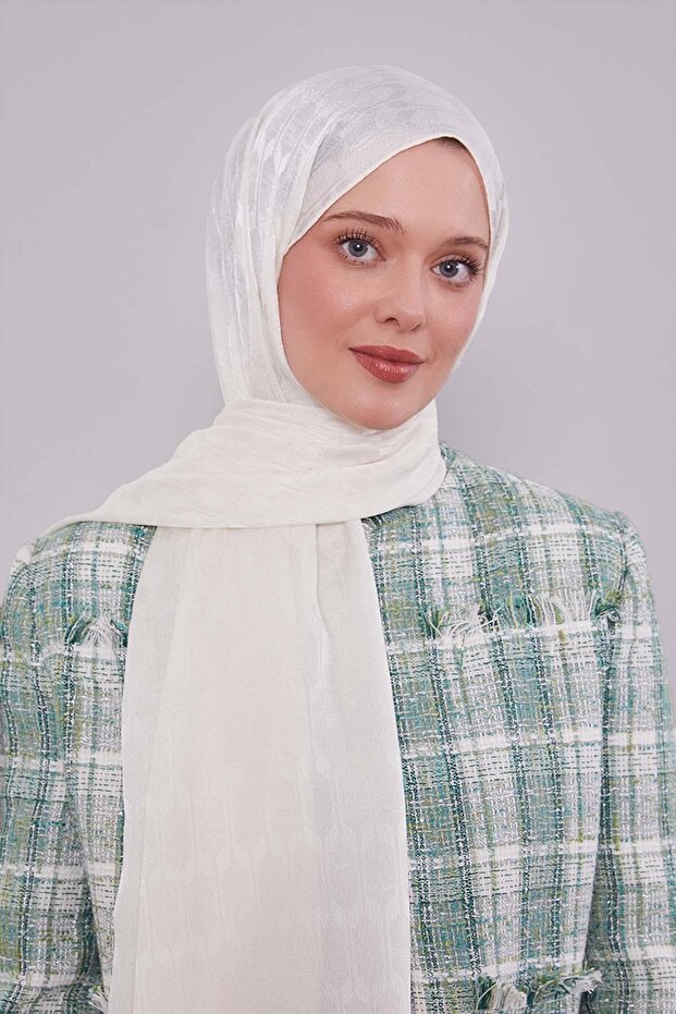 Ekru Desenli Janjan Şal - 3