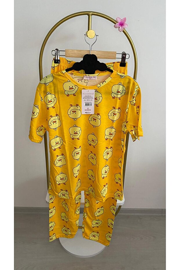 Civciv alt uzun üst kısa kollu pijama takımı - 1