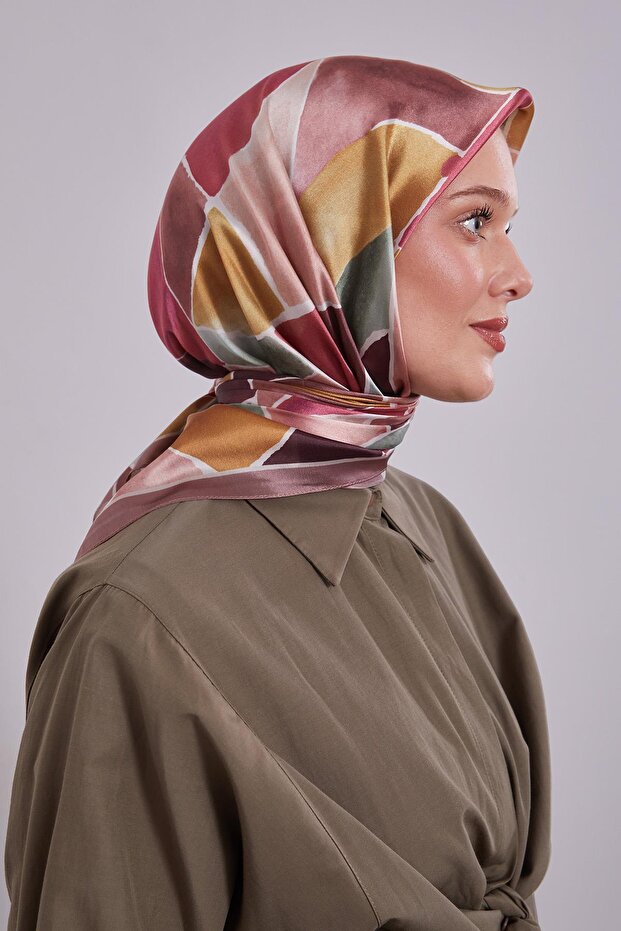 وشاح كريستالي بنمط هندسي بني - 1