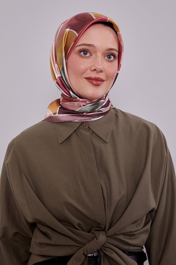 وشاح كريستالي بنمط هندسي بني - 3