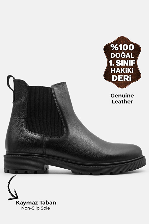 Genuine Leather Men's Boots Chelsea Model Leather Non-Slip Sole Men's Leather Boots