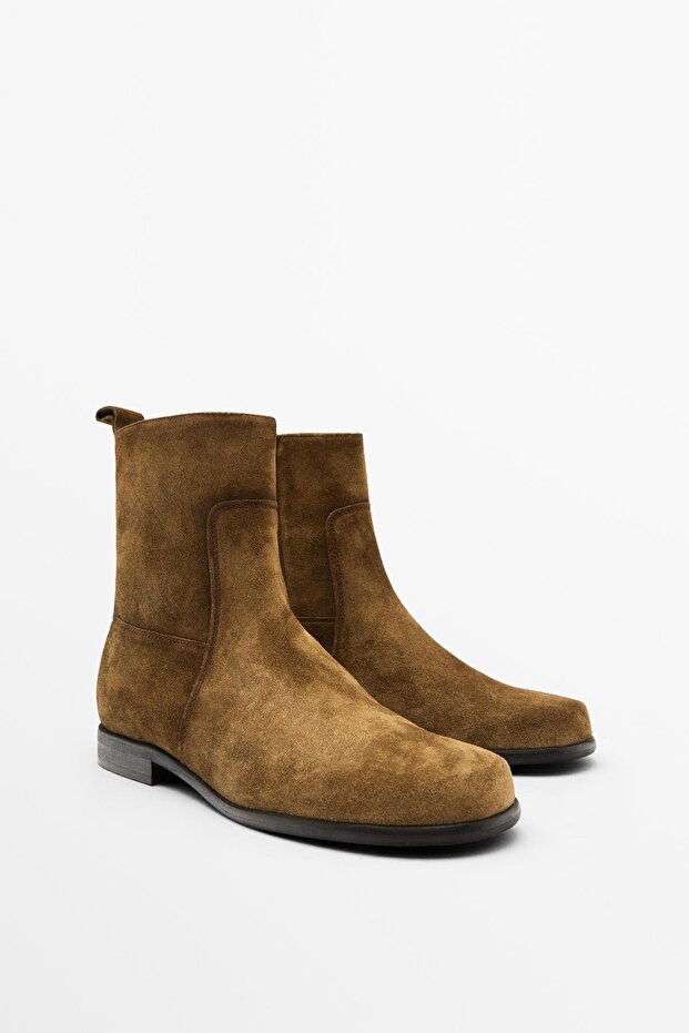 Fırçalanmış dokulu deri bot - 2