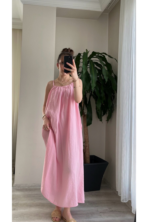 Uzun askılı elbise - 2