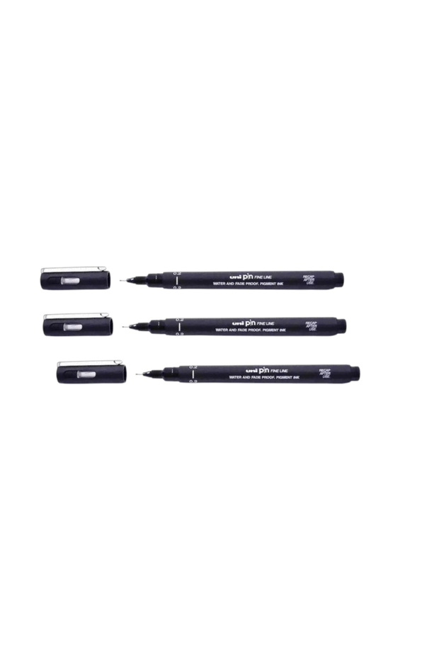 Uniball pin (0.2) fine line acrylic tip pen black (3 pieces)