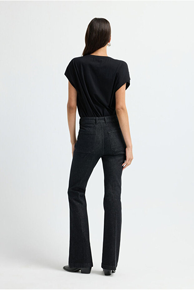 İspanyol Paça Denim Pantolon - 6