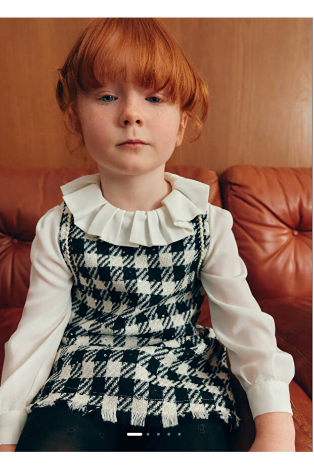 Abel Lula Girl's Dress Checkered - Black