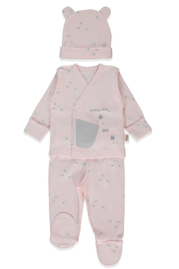 Organic Interlock Zibin Set of 3 (Organic Sleepy Sheepy) Pink