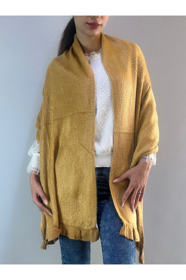 180X65 cm Angora Soft Ruffled Women's Shawl
