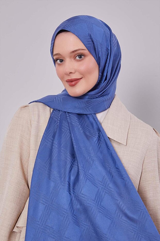 Denim Blue Jacquard Shawl