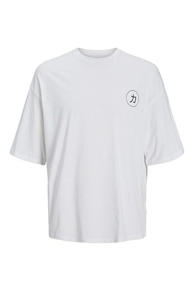Men's White Jjdragon Tee Ss Crew Neck T-Shirt 12273504-White