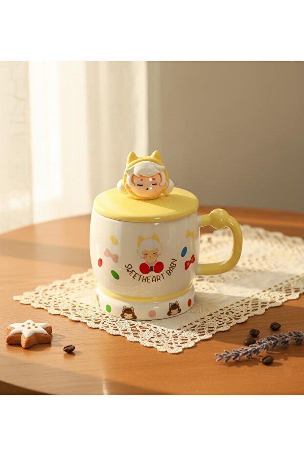 Neşeli Kalpler Temalı Seramik Kupa - 2