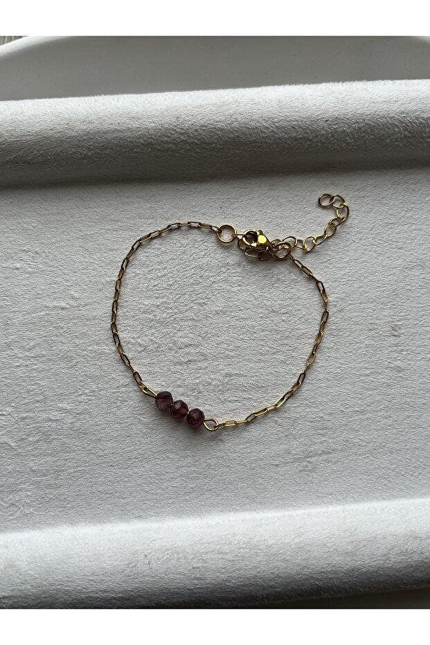 Minimal Phosphosiderite Stone 316L Steel Handmade Bracelet