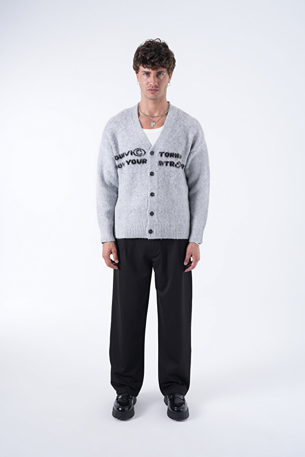 Yazı Printed Buttoned Cardigan