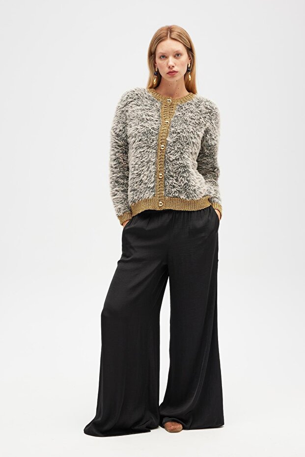 Kadın Triko Hırka - Bej Melanj - 1