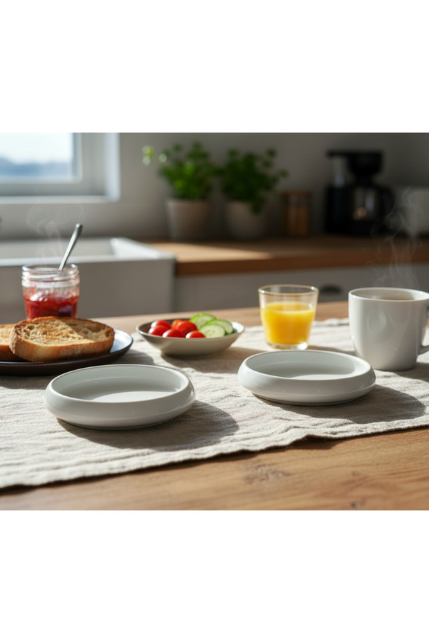 13 cm Porcelain Appetizer and Breakfast Set of 2 – Round Stylish Presentation Plate